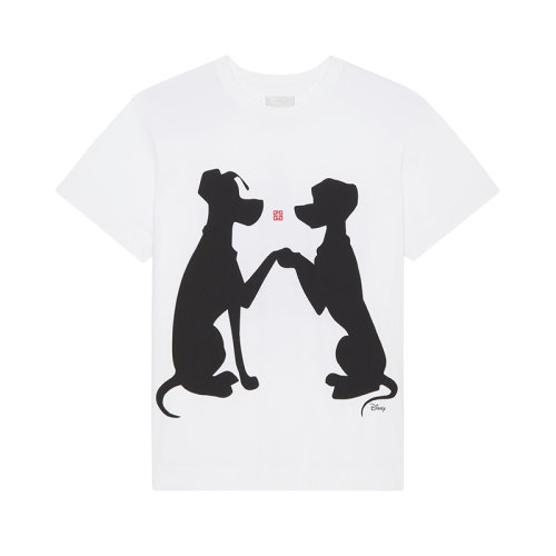 Givenchy/紀梵希 22年秋冬新款 迪士尼聯(lián)名系列 男女同款白色純棉101斑點狗印花短袖T恤BM71EC3Y6B-100