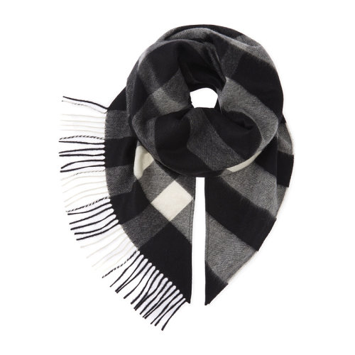 BURBERRY/博柏利 女士灰色經(jīng)典格紋羊絨圍巾圍脖絲巾 4065350