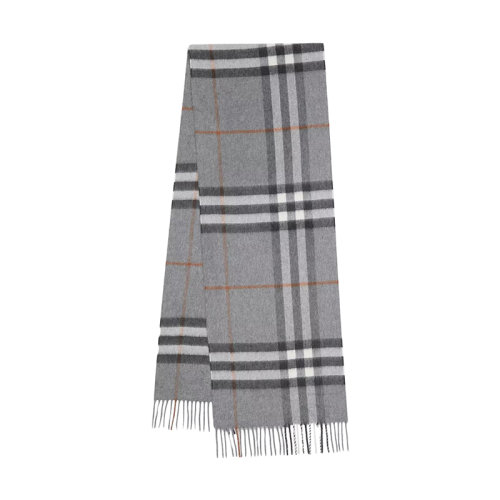 BURBERRY/博柏利新款 男女同款灰色經(jīng)典格紋羊絨流蘇圍巾80163951