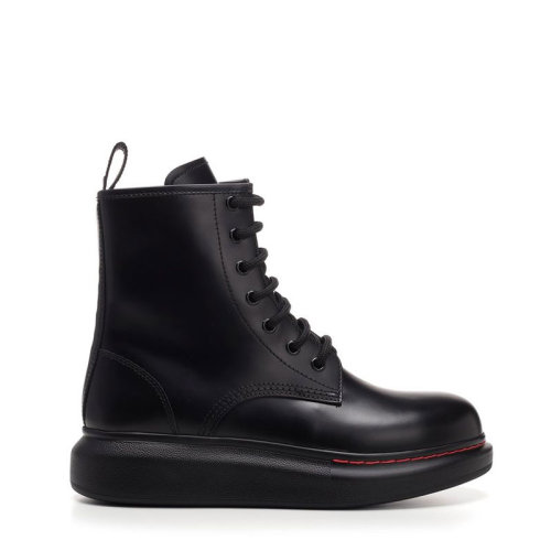 Alexander McQueen/亞歷山大麥昆   及裸靴 馬丁靴 女士黑色皮革短靴 586394WHX511000