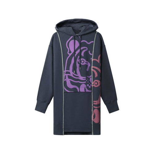 KENZO/高田賢三 女士棉質(zhì)寬松版加絨款K-Tiger連帽衛(wèi)衣裙連衣裙 2RO803 4MO