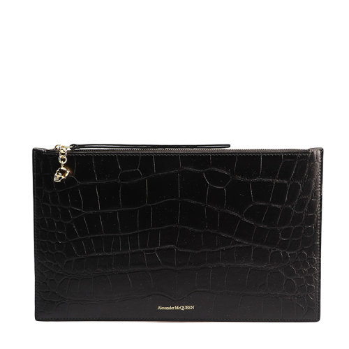 Alexander McQueen/亞歷山大麥昆 女士 女包 黑色皮革時尚手拿包 570916DZT0G1000