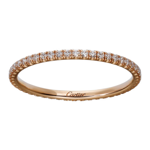 CARTIER/卡地亞 étincelle de Cartier系列 18K金玫瑰金鑲嵌49顆明亮式切割鉆石 簡約排鉆結婚求婚訂婚戒指B4210500