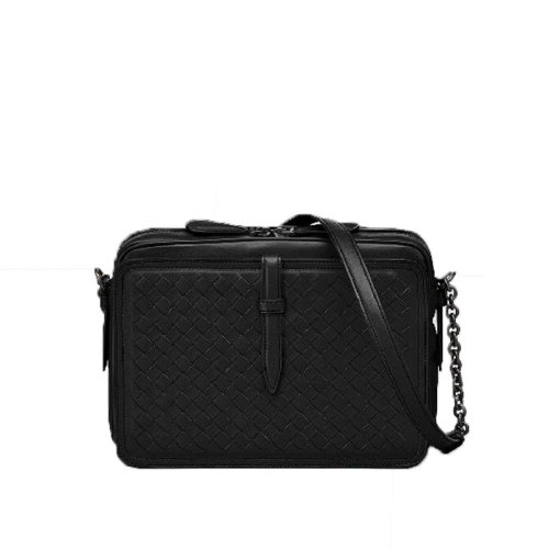 Bottega Veneta/葆蝶家 女士黑色皮質(zhì)單肩包396485VAUQ11000