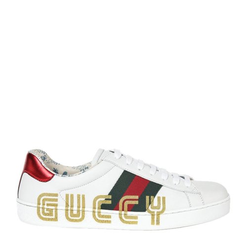 GUCCI/古馳 Ace系列 男士LOGO印花字母花卉白色休閑運(yùn)動鞋小白鞋板鞋男鞋