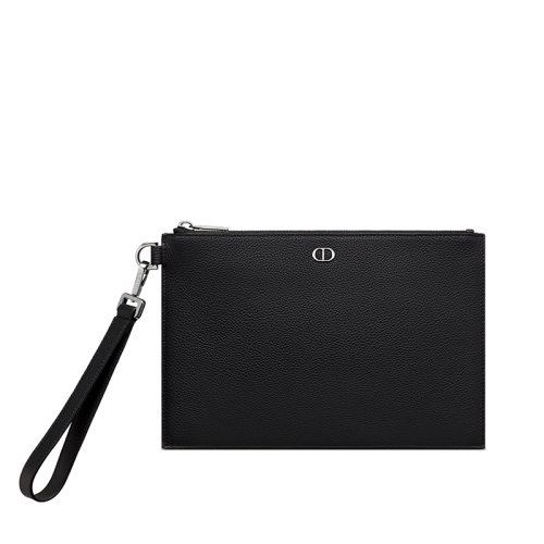 DIOR/迪奧 POCHETTE A5黑色粒面小牛皮配可拆卸皮革肩帶手提包2ESCA338CDI_H00N