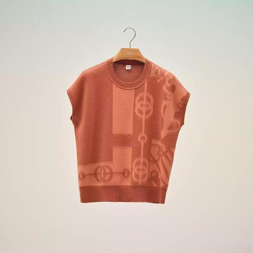  HERMES愛馬仕 22年秋冬 女士 短袖襯衫 Pull manches courtes motif ??Cliquetis?? H2E261