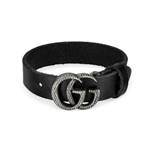  GUCCI古馳 22年秋冬 女士 刻花雙G皮革手鐲 648702 J5244 9263