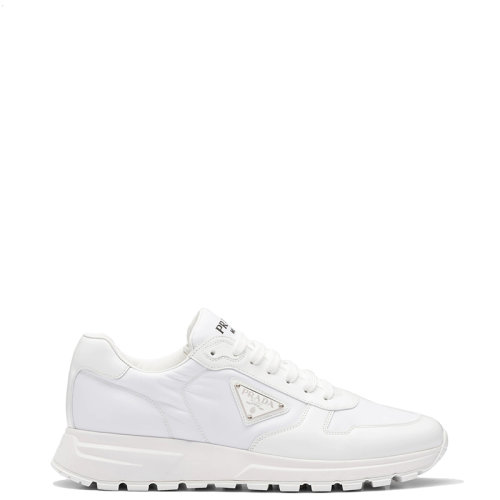 PRADA/普拉達(dá) 22年新款 PRAX 1系列 男士白色再生尼龍和亮面皮革運(yùn)動(dòng)鞋2EE369_3LF5_F0009_F_G000