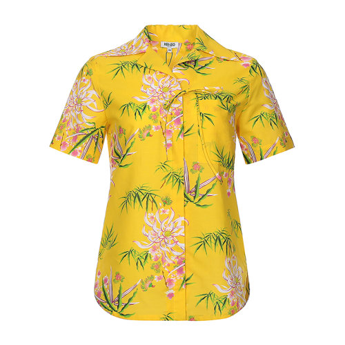 KENZO/高田賢三 女士短袖襯衫 女士多色印花棉/亞麻休閑短袖襯衫 2CH024 58J