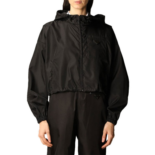 PRADA/普拉達(dá)  女裝 女士 黑色尼龍連帽夾克外套 29X900-1WQ8-F0002