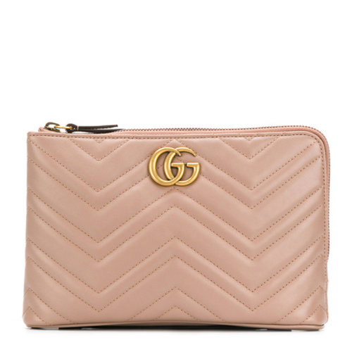 GUCCI/古馳 Marmont Clutch 女士真皮粉色手拿包498128-DSVRT-5909