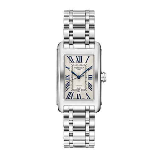 LONGINES/浪琴 黛綽維納系列 自動機(jī)芯長方形鋼鏈銀盤男表 27.70 X 43.80毫米L5.757.4.71.6