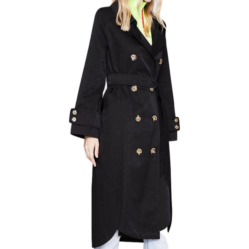 GeleiStory/GeleiStory  中長款風衣女秋冬新款英倫風過膝雙排扣顯瘦休閑女士風衣外套