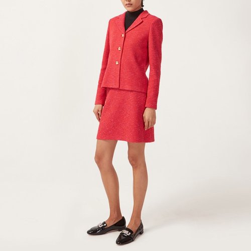 【21春夏新款】St.John/盛薔女士紅色純色A字型針織女士半身裙K713000