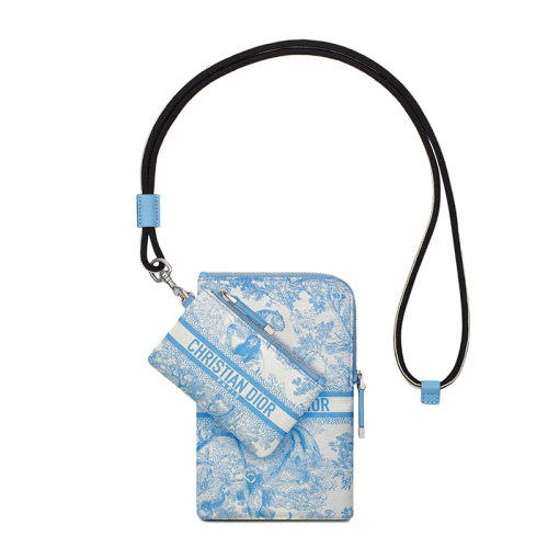 DIOR/迪奧 22春夏新款TRAVEL系列 女士矢車菊藍(lán)科技面料銀扣多功能附小袋多功能手拿包S5494VNTJ_M917