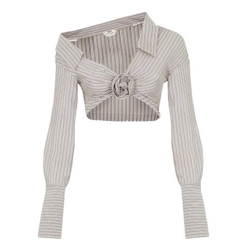 FENDI/芬迪 女士條紋圖案的印花真絲V領(lǐng)短襯衫FS7472AGTLF1ENJ