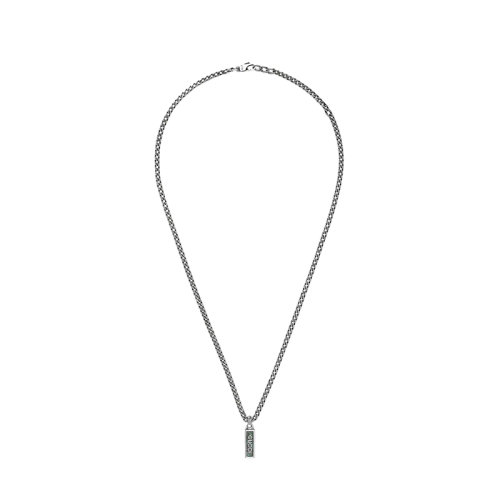 GUCCI/古馳 22春夏新款 925純銀灰綠色琺瑯馬銜索鏈徽標(biāo)長方形吊墜678714J84109071