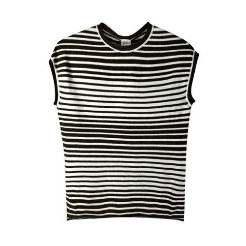 ARMANI COLLEZIONI/阿瑪尼卡爾茲 女士白色條紋短袖 NMM72M NM44M 011
