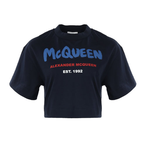 Alexander McQueen/亞歷山大麥昆22春夏字母印花棉質(zhì)寬松女士短袖T恤687014QZAE0