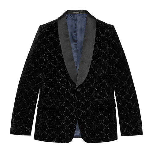 GUCCI/古馳  男士黑色GG天鵝絨夾克 639030Z402L1000