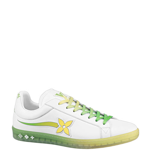 Louis Vuitton/路易威登 22年早春新款 LUXEMBOURG SAMOTHRACE系列 男士白色/黃色小牛皮彗星花朵圖案運動鞋1A9G28