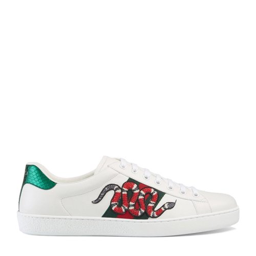 GUCCI/古馳 男士白色Ace刺繡板鞋蛇形刺繡休閑鞋小白鞋男鞋