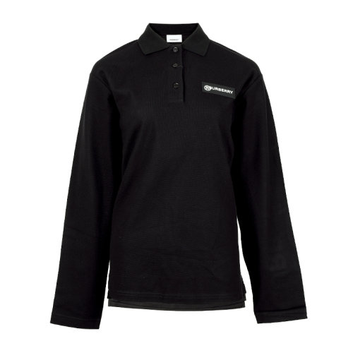 BURBERRY/博柏利 時尚百搭 女裝 女士 黑色棉質(zhì)長POLO 80245421