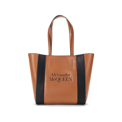 Alexander McQueen/亞歷山大麥昆 女士皮革小號Signature Shopper手提單肩包托特包 653657 1X3G1