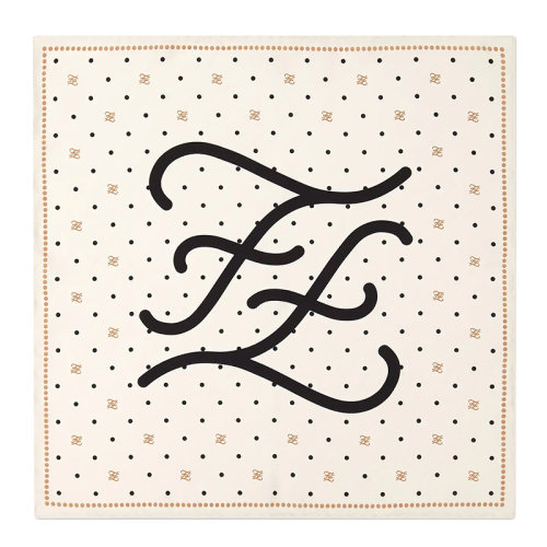 FENDI/芬迪 女士白色真絲波點ff karligraphy經典圖案印花圍巾FXT337AHRZF1ENO