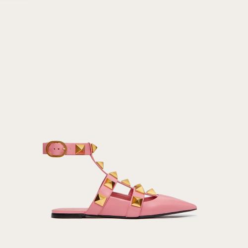  VALENTINO華倫天奴 22年春夏 女士 平底涼鞋 Roman Stud 小牛皮芭蕾平底鞋 VW0S0BY5ZWMW10