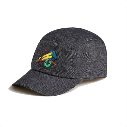 HERMES/愛馬仕 22年春夏新款 Nevada系列 男士黑色純棉牛仔布馬術(shù)拼圖貼片棒球帽鴨舌帽H221053N6059