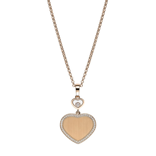  Chopard/蕭邦 HAPPY HEARTS系列 007詹姆斯邦德限量合作款 18K金玫瑰金金色的心鑲鉆項(xiàng)鏈 79A007-5921