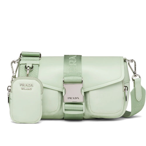PRADA/普拉達 水綠色再生尼龍拼接皮革斜挎單肩包1BD295_789_F0934_V_BFO