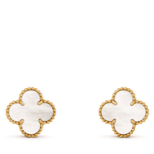 Van Cleef & Arpels/梵克雅寶 經(jīng)典款A(yù)lhambra復(fù)古白色珍珠母貝四葉草耳環(huán) VCARA44100