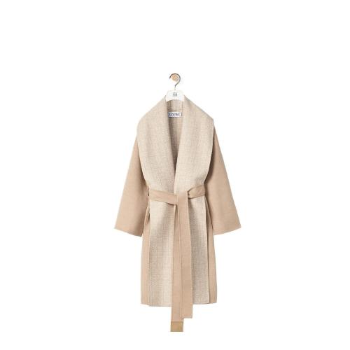  LOEWE羅意威 22年秋冬 女士 大衣 Anagram jacquard belted coat in wool S359Y01X65-2147