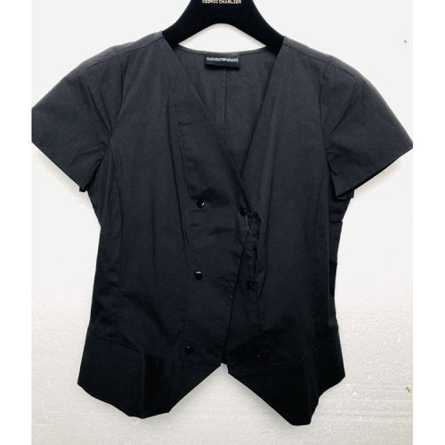 Emporio Armani/安普里奧阿瑪尼黑色女士短袖T恤L2C01T L2319 999  瑕疵折扣