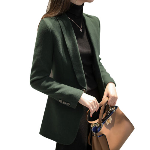 GeleiStory/GeleiStory優(yōu)雅系列墨綠色調羊毛呢修身顯瘦西服外套 女女士外套＞女士大衣
