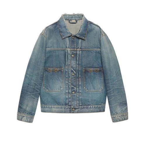  GUCCI古馳 22年秋冬 男士 飾馬銜扣牛仔夾克 669602 XDBR5 4759