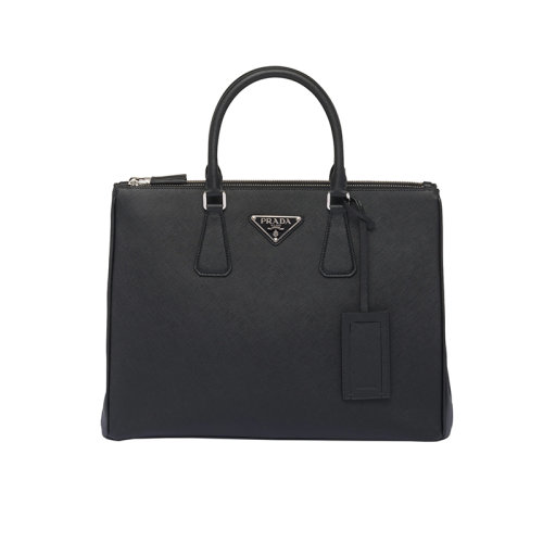 PRADA/普拉達 22新款 Galleria系列 男士黑色saffiano皮革琺瑯徽標(biāo)拆卸吊飾拉鏈開合陰影紋理手提肩背斜挎包2VG061_9Z2_F0002_V_OOF