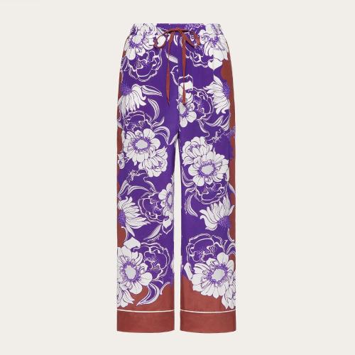  VALENTINO華倫天奴 22年秋冬 女士 休閑褲 PANTALON FACON PYJAMA EN CREPE DE CHINE IMPRIMé
