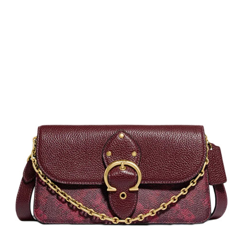 COACH/蔻馳 女士紅色皮質(zhì)斜挎包鏈條包單肩包 6910B4RTQ