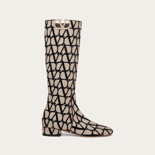  VALENTINO華倫天奴 22年秋冬 女士 高筒靴 BOTTES VLOGO TYPE EN TOILE ICONOGRAPHE， TALON?: