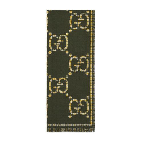  GUCCI古馳 22年秋冬 男士 格紋GG羊毛圍巾 660025 4G386 3375