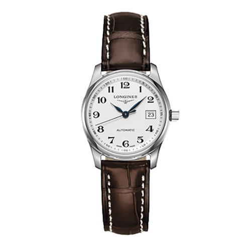 LONGINES/浪琴 名匠系列 自動(dòng)機(jī)械銀盤(pán)皮表帶女表29毫米L2.257.4.78.3