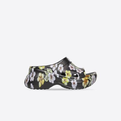  BALENCIAGA巴黎世家 22年秋冬 女士 平底涼鞋 Womens Pool Crocs? Slide Sandal Flower in Gr