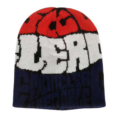 Moncler/蒙克萊 女士拼色羊毛羊絨混紡字母徽標(biāo)印花無(wú)檐帽針織帽毛線帽豆豆帽女帽 9973400-A9158-985