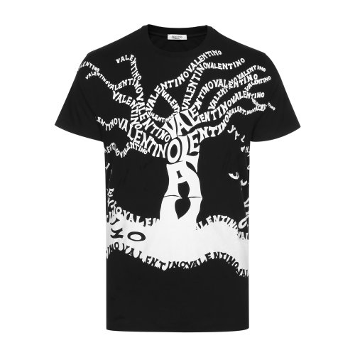 Valentino/華倫天奴 男士短袖T恤 純棉黑色圓領短袖T恤 瑕疵特賣（陳列痕跡，不影響使用） t恤男