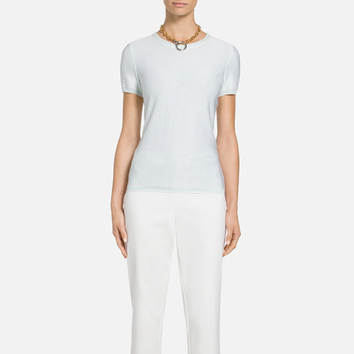 St.John/盛薔白色女士針織衫/毛衣短袖T恤K51Z062