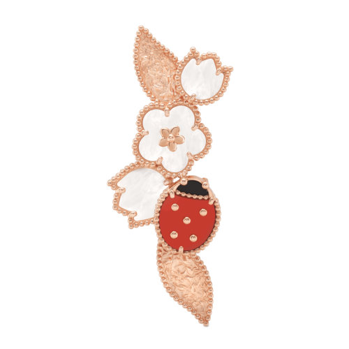 Van Cleef & Arpels/梵克雅寶Lucky Spring系列瓢蟲花卉圖案玫瑰金胸針VCARP7RS00